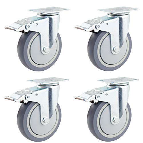 Roue pivotante caoutchouc avec plaque de fixation pour sol stratifié et bois dur