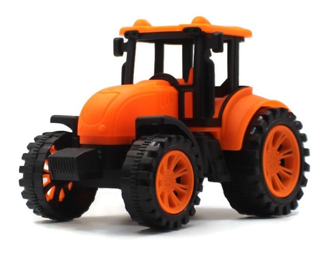 Image of Friction Powered Farm Tractor Toy for Kids Toddlers Boys Girls | Pull Back Medium Tractor Engine Vehicle Toy | Orange Agriculture Tractor Toy Age 3+ | BIS Certified | Made in India | NeoKiddo (orange)