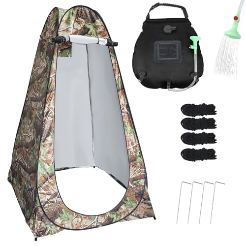 Pop Up Privacy Shower Tents with Solar Shower Bag,Pop Up Instant Tent,Camping Shower Tents for Portable Outdoor Toilet Shower Changing Room Sun Shelter Camping(Camouflage)
