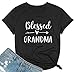 Blessed Grandma Heart Arrow Funny T-Shirt Women's Casual Short Sleeve Tee Tops