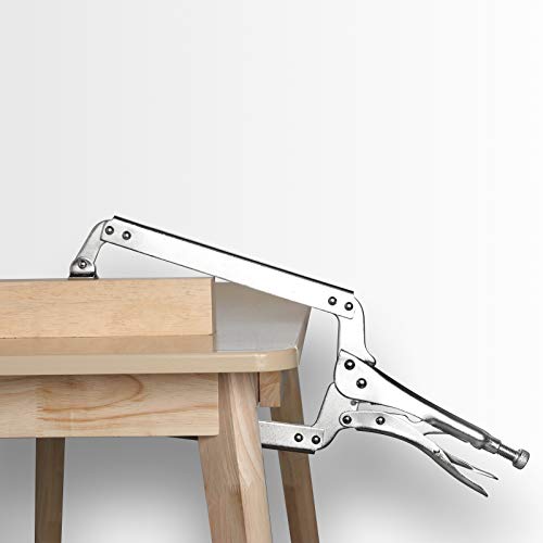 Image of HOZEON 3 PCS 18 Inch C Clamp Welding Pliers with Swivel Pads, Heavy Duty Locking Pliers, Woodworking Clamps Set, Adjustable Nickel Plated C Plier for Wood Working, Electrician Maintenance