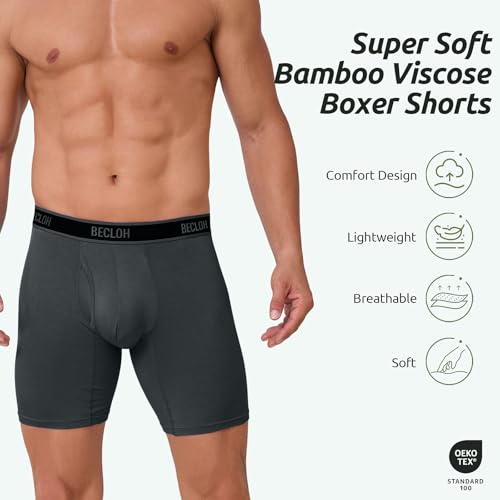 Mens Boxer Shorts Viscose from Bamboo Boxers for Men Breathable Men's Underwear with Fly Boxer Briefs 6 Pack2