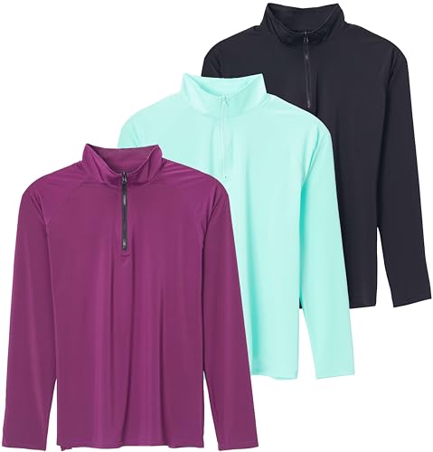 Real Essentials 3 Pack: Women's 1/4 Zip Rash Guard Long
