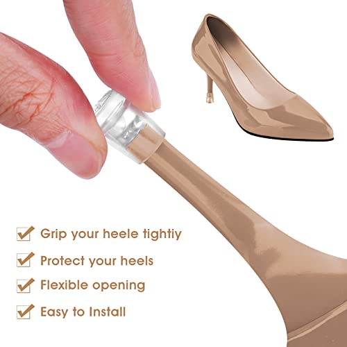 Molain-8-Pairs-Sole-Protector-Heel-Pads-Transparent-Rubber-Bottom-Caps-Savers-Covers-High-Heels-Repair-Replacement-Inserts-Caps-Tips-Guard-Women-Shoes-Boot-for-Weddings-Grass-Garden