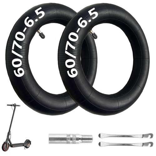 60/70-6.5 Inner Tube Scooter Tires Electric Scooter 10 inch Tires 10x2.125 [Thickened] [Valve Extension] [Tire Levers] [Straight Vavle] (2 Pack)