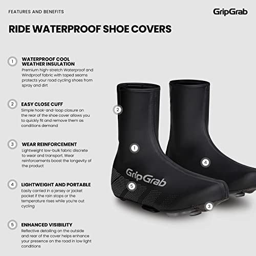 GripGrab Ride Waterproof Road Bike Cycling Overshoes Thin Windproof Adjustable Bicycle Rain Protection Shoe Covers2