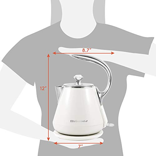 Elite Gourmet Ekt-1203W Double Wall Insulated Cool Touch Electric Water Tea Kettle Bpa Free Stainless Steel Interior And Auto Shut-Off, 1.2L, White Ivory #TOP7