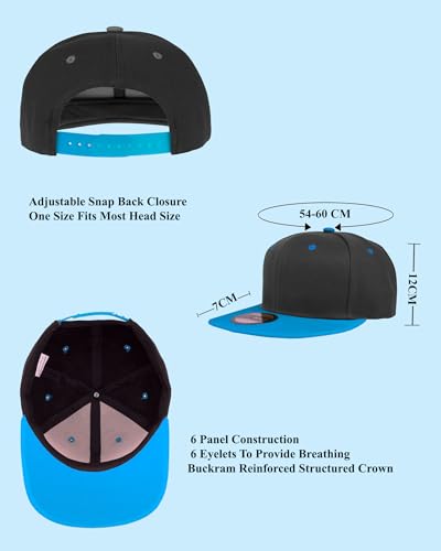 Image of Gelante Plain Blank Flat Brim Adjustable Snapback Baseball Caps LOT 6 Pack