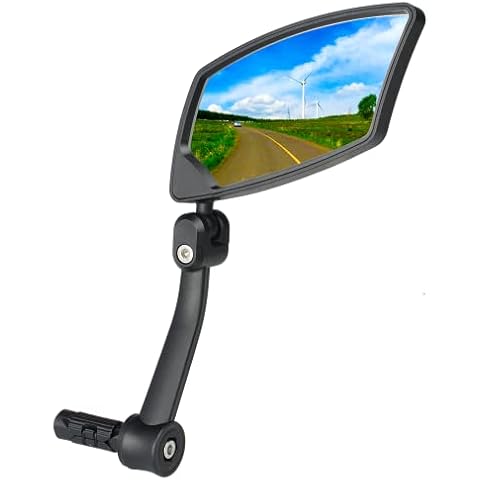 BriskMore 2022 New Handlebar Bike Mirror, HD Blast-Resistant, Safe Crystal Clear Glass Mirror, Adjustable Rotatable Bike Mirror, Rearview Mirror, Bicycle Mirror for Right Side BT-018R Cover
