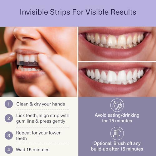 Image of ELIMS Teeth Whitening Strips for Sensitive Teeth 21 Treatments - Food-Grade & Made by Dentists - Whiten Up to 7 Shades - Dissolving Mess-Free Application - Visible Results in 14 Days - 42 Strips