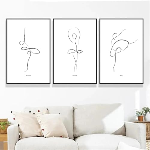 Tableau noir et blanc ballerine 50x70cm lot de 3 affiches de ballet sans cadre pour chambre
