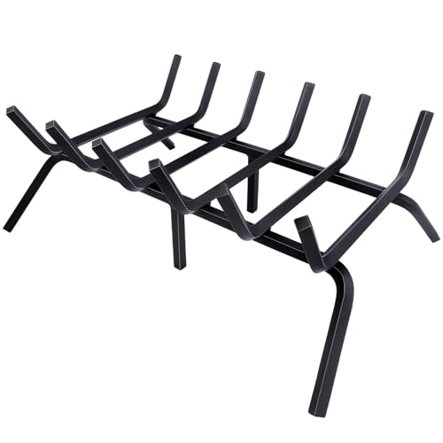 Fireplace Grate Fireplace Log Holder 21 inch Heavy Duty Solid Cast Iron Firewood Log Burning Rack for Inside Fireplace Accessories Outdoor Fire Pit Grate for Charcoal & Large Logs Fireplace Tools