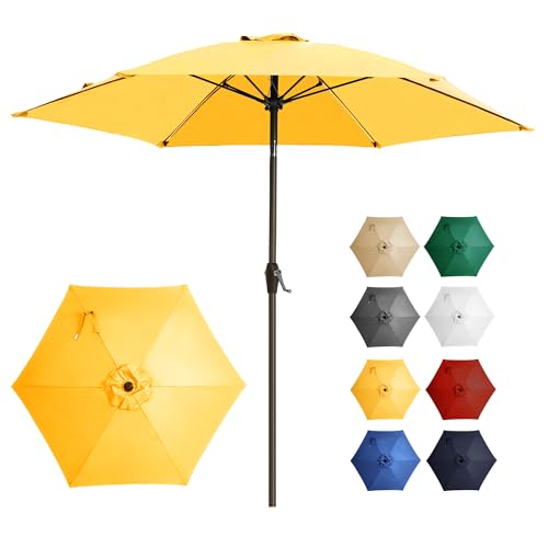 Ayge 7.5FT Large Outdoor Patio Umbrella Market Table Umbrella-UV Resistant, Easy Push Button Tilt and Crank, 6 Sturdy Fiberglass Ribs Heavy-Duty Pool Umbrella for Garden, Yard, Deck, Backyar