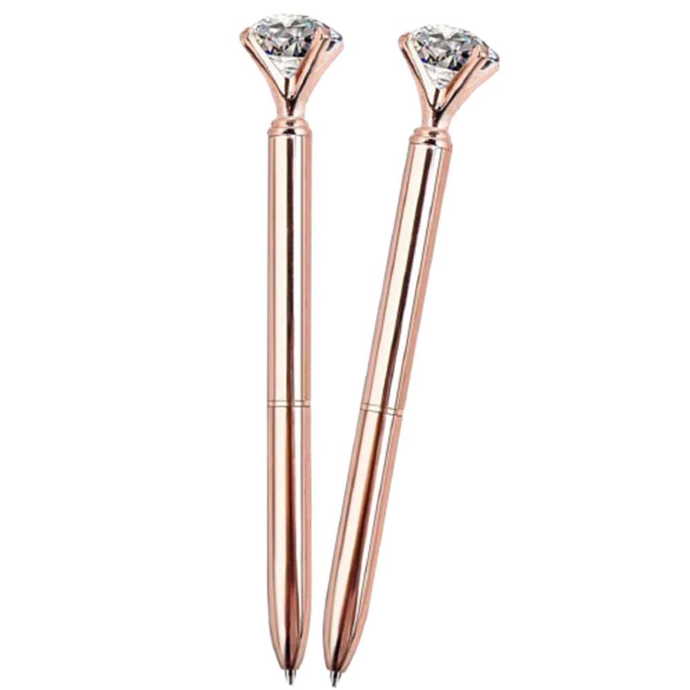 Ballpoint Pens 2Pcs Rose Gold Pen Diamond Pen Crystal Originals Ballpoint Pens Black Pen Set For Girls Birthday