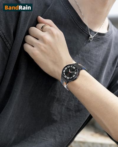 ワンクリック 隙間なし 編組バンド Samsung Galaxy Watch 7 6 4 5 FE対応 バンド 40mm 44mm/Galaxy Watch 6 4 Classic 47mm 43mm 42mm 46mm/Watch 5 Pro 45mm 20mm 伸縮性ナイロンスポーツストラップ メンズ レディース