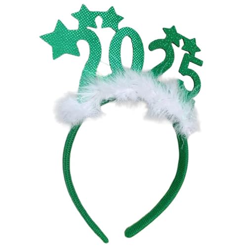 Oxtxuzdm Diadema de Navidad, accesorios para fotos, fiesta, cosplay, disfraces, fiesta de baile, 2025, accesorio para el cabello de Año Nuevo, Verde B, Talla única