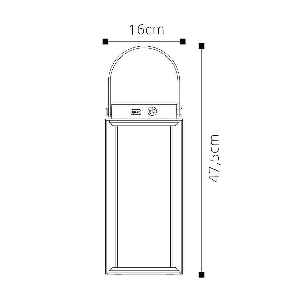Sobremesa KAYLA con cargador y cable USB IP54 1x2W LED 200lm L.16xAn.16xAl.47cm Negro, c/panel solar