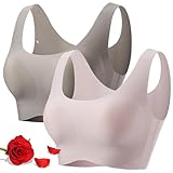 ASSOYEZ Breast Sculpted Sleeping Shaper Bra, Comfort Seamless Wireless Stretchy Sports Bra for Women Soft Support Sleep Bra (Coffee+Pink,XL)
