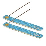Bless-International Traditional-Handmade-Burner Wooden-Incense-Stick-Holder Ash-Catcher-Stand for-Aromatherapy-Meditation-Yoga (Moon & Stars) 10 Inches, Pack of 2
