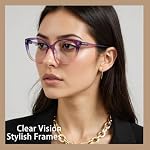 Progressive Multifocus Reading Glasses for Women Blue Light Blocking Spring Hinge Cat Eye Computer Multifocal Readers