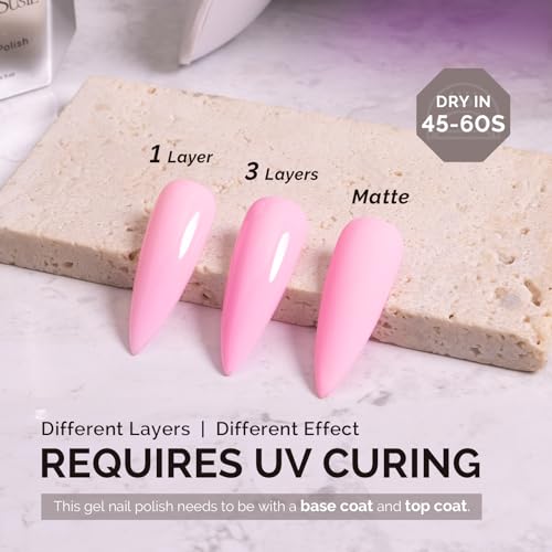 Image of MelodySusie Light Pink Gel Nail Polish,0.5fl oz Nails Soak Off UV LED Macaron Creamy Pink Gel Polish Gift for Women Nail Art Manicure Salon DIY Nail Design Decoration at Home-A2605