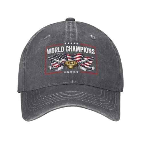 Us 2026 World Champions hat American Flag Patriotic Hockey Fan Retro Cotton Cap n27 Deep Heather