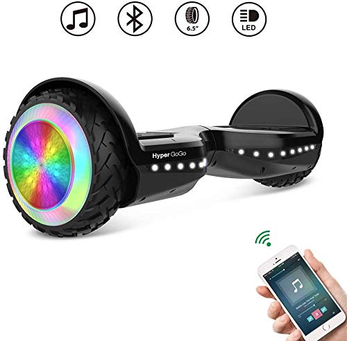 Hyper Gogo Hoverboard, Off Road All Terrain 6.5 Inches Hoverboards With Bluetooth Speaker, Colorful Led Light Wheels, Ul Certified Self Balancing Scooter,Black #TOP1