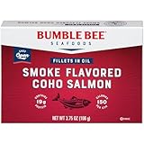 Bumble Bee Smoke Flavored Red Coho Salmon Fillets in Oil, 3.75 oz (Pack of 1) - 19g Protein - Skinless, Boneless - Great for Snacks & Recipes - Gluten Free