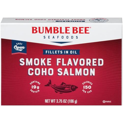 Bumble Bee Smoke Flavored Red Coho Salmon Fillets in Oil, 3.75 oz...