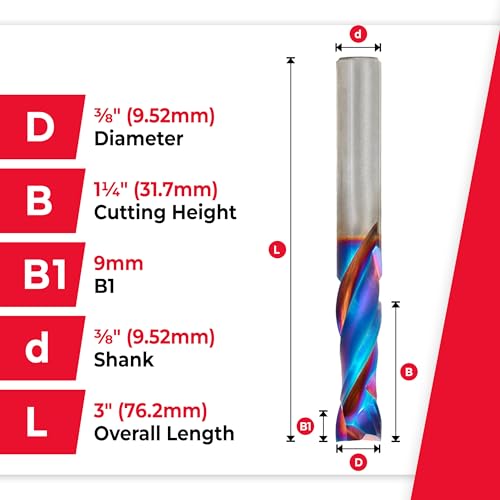 Image of Amana Tool Spektra Extreme Tool Life Coated Solid Carbide CNC Compression Spiral Router Bit, 46172-K, 3 /8 D x 1-1 /4 CH x 3 /8 SHK x 3 Inch Long 2 Flute
