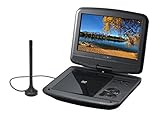 Reflexion DVD9017 Tragbarer 22,9 cm (9 Zoll) DVD-Player mit DVB-T2 HD Tuner, Fernbedienung, 12V Kfz Adapter, HDMI, USB, SD, schwarz [Energieklasse a]