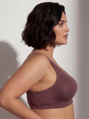 Image of SOIE Women's Full Coverage Minimizer Bra|Non Wired, Non Padded, Triple Layered Cups|Breathable Stretch Cotton with Lace & U-Back Support