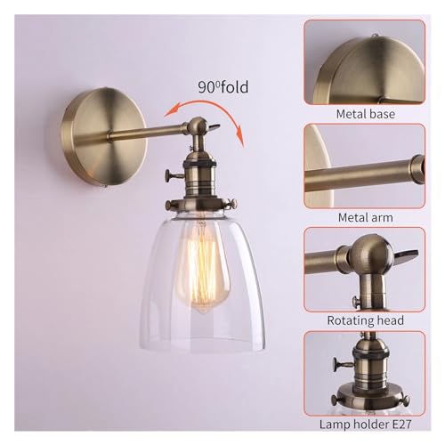Lámparas de pared de vidrio modernas con soporte de bronce antiguo E27 6