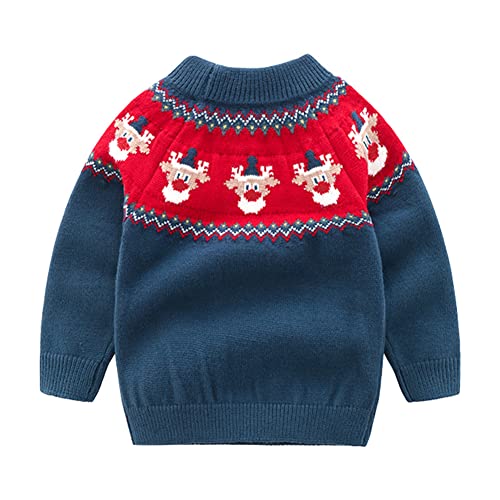 Mud Kingdom Toddler Boys Suéter de Natal Tricô Renas Bonitas Inverno Azul Marinho 2T