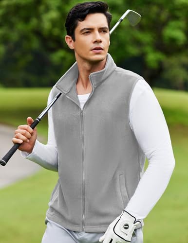 Coofandy Men'S Polar Fleece Vest Lightweight Sleeveless Zip Up Jacket Casual Outerwear Outdoor Golf Vests thumb #2