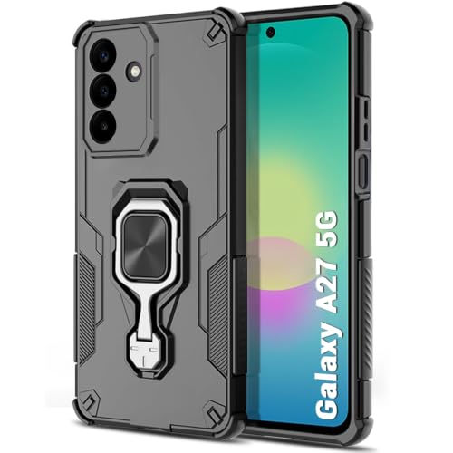 Image of TheGiftKart Tough Armor Bumper Back Case Cover for Samsung Galaxy A27 5G | Ring Holder & Kickstand in-Built | 360 Degree Protection Back Case Cover for Samsung Galaxy A27 5G (PC & TPU, Black)