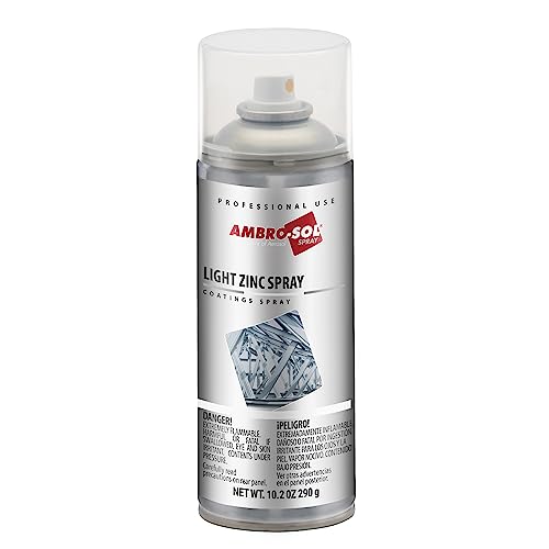Ambro-Sol Z350 Zink-Klarspray, ideal zum Ausbessern, Veredeln und Reparieren von Metalloberflächen mit hellgrauer Oberfläche, 400 ml unendlich wiederverwendbares Weißblechspray