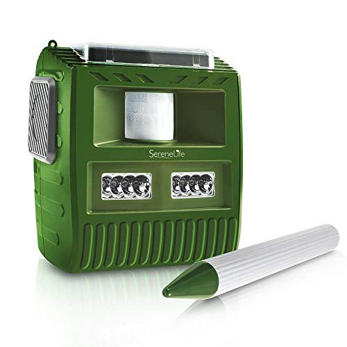 Waterproof Solar Animal Chaser, Outdoor Motion Detector, Ultrasonic Sensor, Coverage Area: Up to 30'+ Ft,