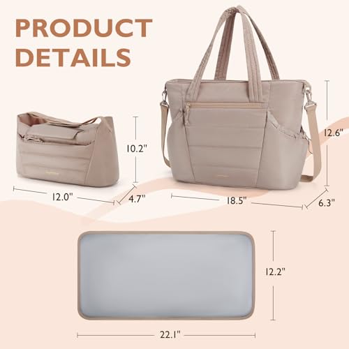 mommore Diaper Bag Tote with Stroller Organizer Puffer Bag Large Capacity Baby Bag 3 Pcs with Changing Pad for Travel, Hospital by mommore - Image 5
