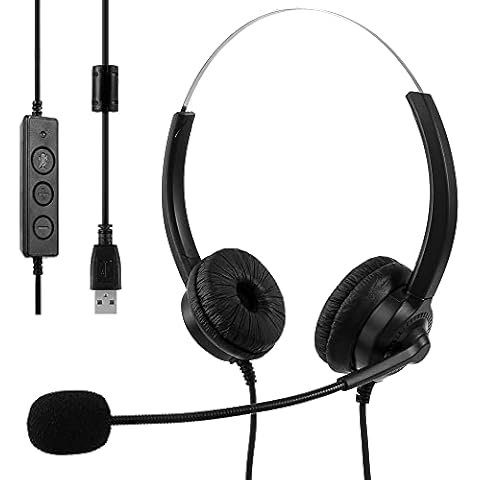 USB Headset with Microphone Noise Canceling 2.5m Length Stereo PC Headset for Laptop Computer, Multi-Use USB Headsets Earphone for Call Center, Skype Webinar Office Business Cover