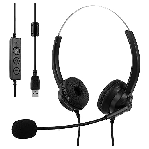 USB-headset med mikrofon justerbart brusreducerande hörlurar samtalscenter headset hörlurar för PC bärbar dator