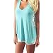 GONKOMA Women Summer Lace Vest T Shirt Casual Blouse Tank Tops (XL, Blue)
