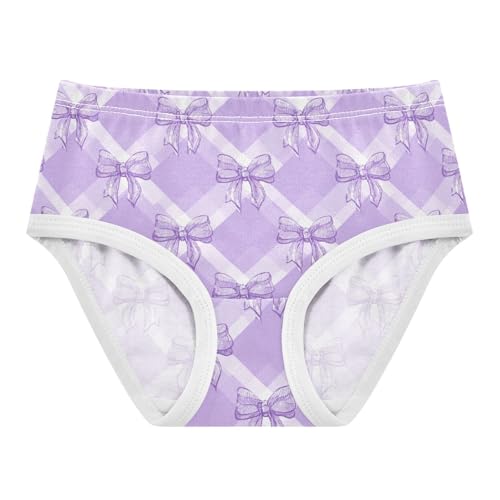 Wusikd Cute Checkered Bows Girls' Underwear Cotton Purple Girls Briefs Soft Toddler Underwear 2T