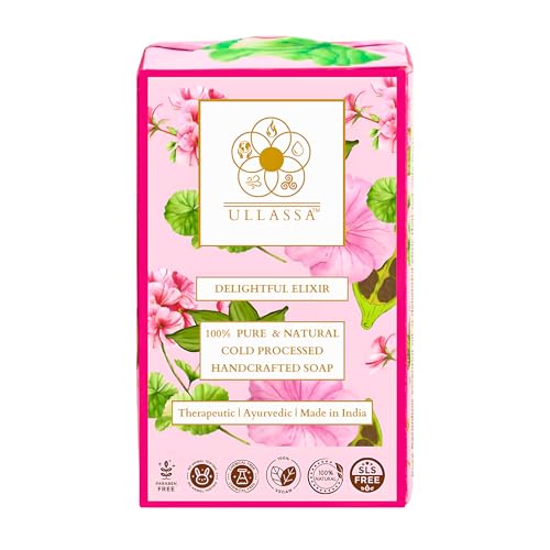 Image of Aromatherapy Soap | Tan Removal, Anti Aging, Moisturizing | Rose Geranium & Cardamom | For Face & Body (Pack of 1)