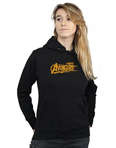 Marvel Women's Avengers Infinity War Orange Logo Hoodie Black Small