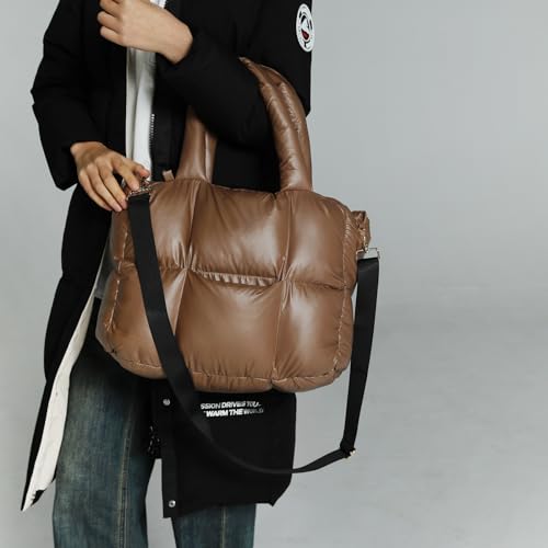 Image of Puffer Tote Bag for Women, Quilted Shoulder handbag for Travel, Work, Gym