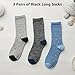 Women's Striped Crew Socks, Breathable Moisture-Wicking Soft Mid-Calf Athletic Casual Socks (US, Numeric, 9, 11, Regular, Regular, 3, 3Pairs | Blue*1, Dk Gray*1, Gray*1)