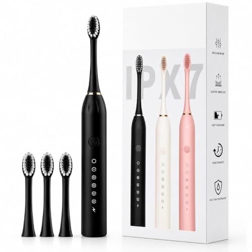 Image of Electric Toothbrush for Adults & Kids | 5 Cleaning Modes | 34000 Strokes /Min | USB Rechargeable | 4 Brush Heads | Waterproof IPX7 | Deep Cleaning Electric Tooth Brush (Multi) | 60-Day Battery