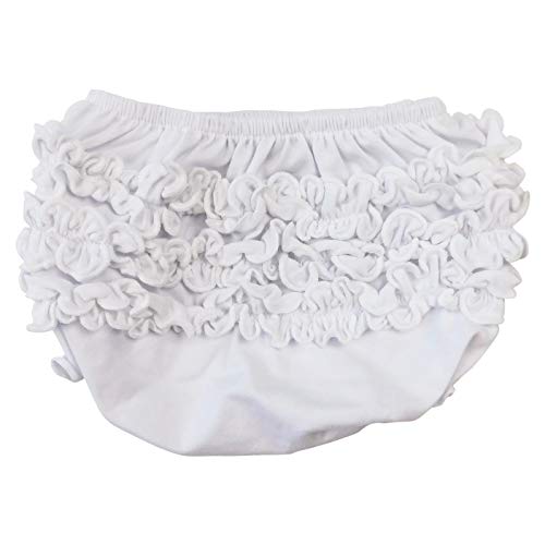 AnnLoren RuffleButts Girls White Knit Ruffled Bloomer Baby/Toddler Diaper Cover 12-24 mo