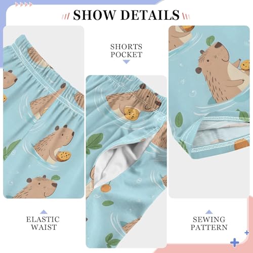 Cute Capybaras Swimming Pajama Pants Long Sleep Pants Soft Pajama Bottoms With Pockets3